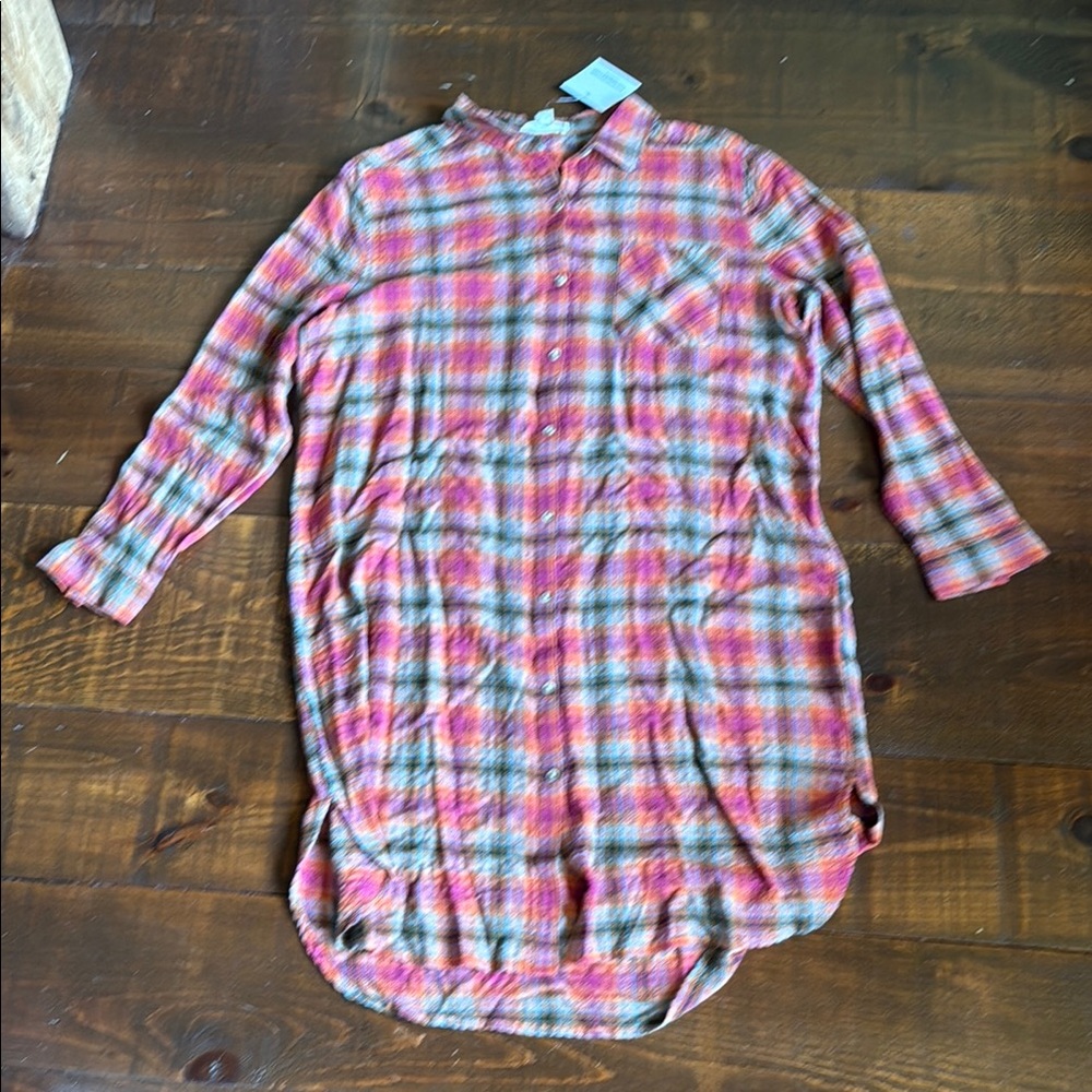 NWT Plaid Long Sleeve Shirt Dress